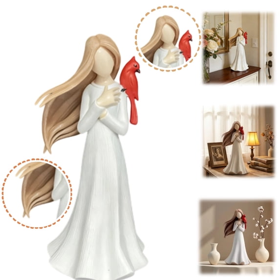 Cardinal Memorial of Love and Serenity Statue Angel Cardinal Figurines, Hand-Painted Resin Figurine for Comfort Remembrance & Healing