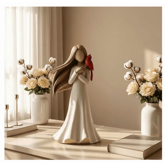 Cardinal Memorial of Love and Serenity Statue, Angel Cardinal Figurines, Hand-Painted Resin Figurine for Comfort, Remembrance, & Healing