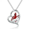 thumbnail image 1 of Cardinal Necklace Heart Red Bird Spiritual Memorial Engraved When Cardinal Appear Angels are Near Dainty Inspirational 925 Sterling Silver Animal Necklaces for Loss of Loved Heart, 1 of 6