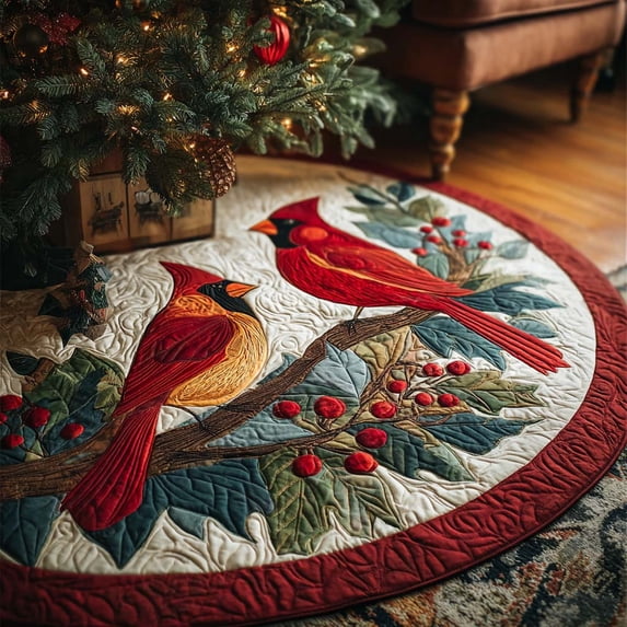 Cardinal Nest Christmas Quilted Tree Skirt - Walmart.com
