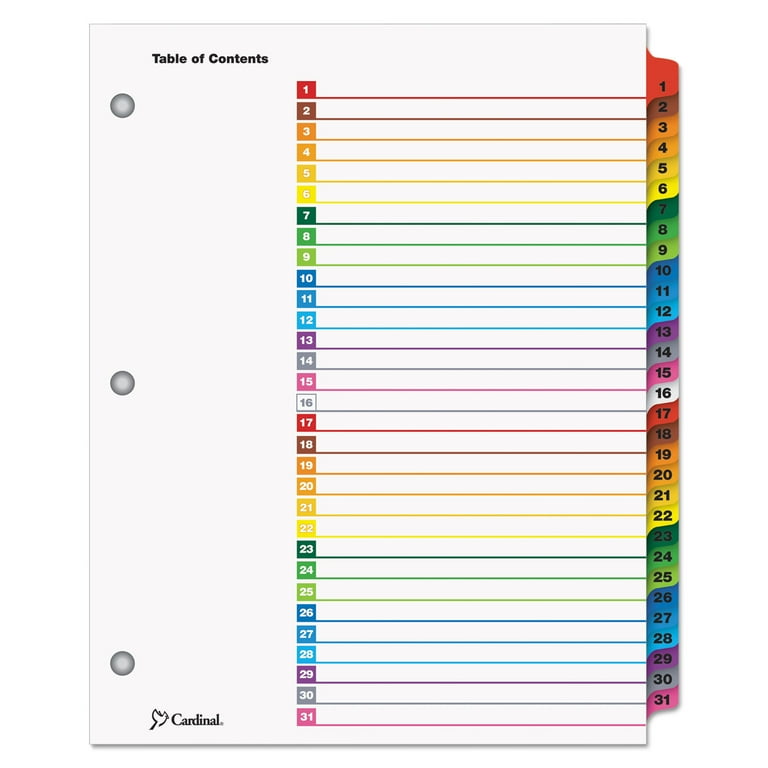Table 'n Tabs Dividers, 8-Tab, 1 to 8, 11 x 8.5, White, Assorted Tabs, 1 Set Table 'n Tabs Dividers, 8-Tab, 1 to 8, 11 x 8.5, White, Assorted Tabs, 1 Set