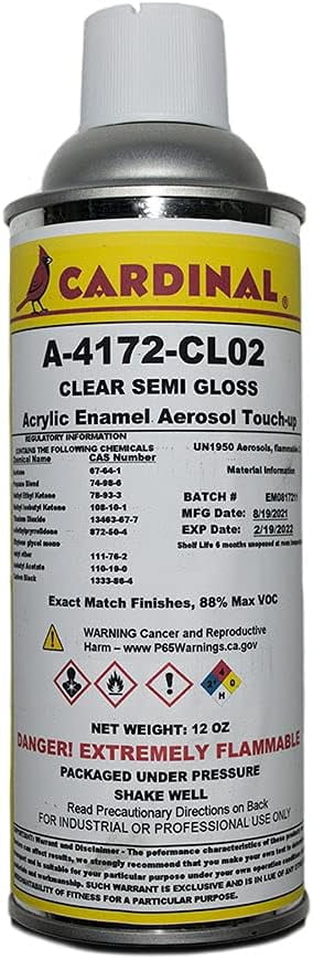 Cardinal Paint A 4172 CL02 Clear Semi Gloss Powder Coating Touch-Up Spray Paint | Car Parts and Repair Refinishing Clear Coat for Permanent Sealing of Coated Surfaces