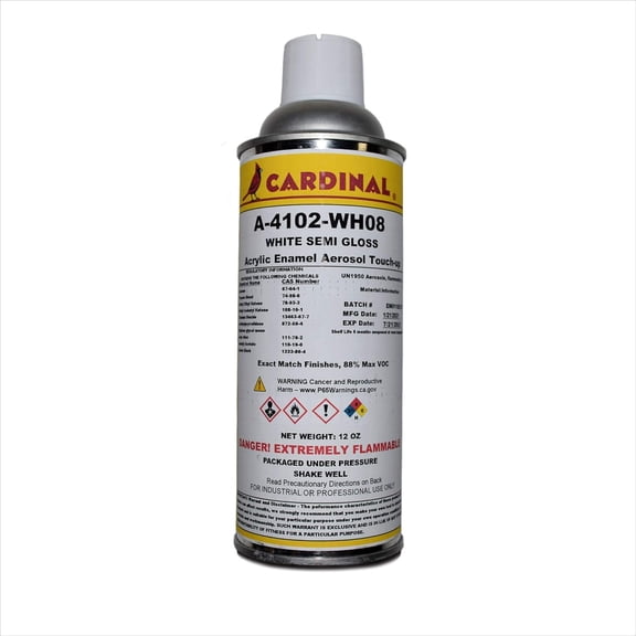 Cardinal Paint A-4102-WH08 White Semi-Gloss Powder Coat Touch-up Spray Paint | Car Parts and Repair Refinishing Clear Coat for Permanent Sealing of Coated Surfaces