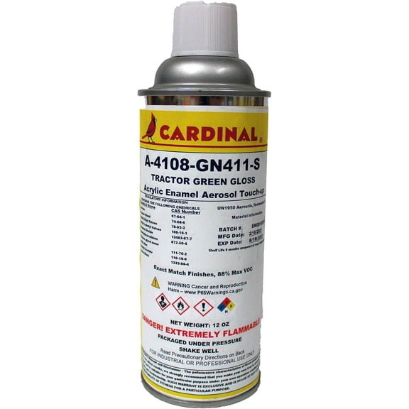 Cardinal Paint A-4108-GN411-S: Tractor Green Gloss Powder Coating Touch-Up Spray Paint | Car Parts and Repair Refinishing Clear Coat for Permanent Sealing of Coated Surfaces