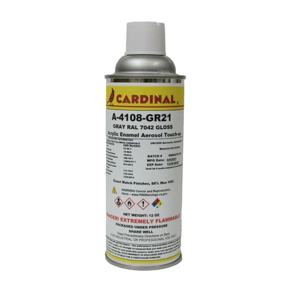 Cardinal Paint A-4108-GR21 Gray Ral 7042 Gloss Powder Coat Touch-up Spray Paint | Car Parts and Repair Refinishing Clear Coat for Permanent Sealing of Coated Surfaces