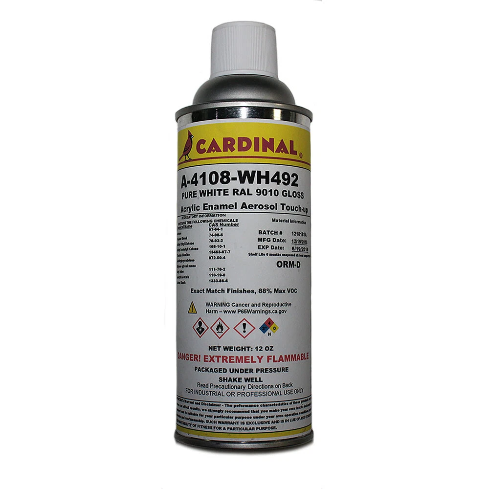 Cardinal Paint A -4108-WH492 Pure White Ral 9010 Gloss Powder Coat Touch-Up Spray Paint
