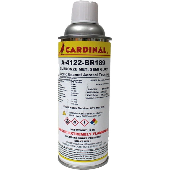 Cardinal Paint A-4122-BR189 Bronze Oil Metal Powder Coat Touch-up Spray Paint | Car Parts and Repair Refinishing Clear Coat for Permanent Sealing of Coated Surfaces