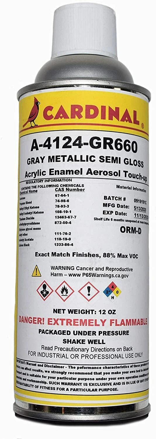 Cardinal Paint A-4124-GR660 Gray Metallic Semi Gloss Powder Coat Touch-up Spray Paint | Car Parts and Repair Refinishing Clear Coat for Permanent Sealing of Coated Surfaces