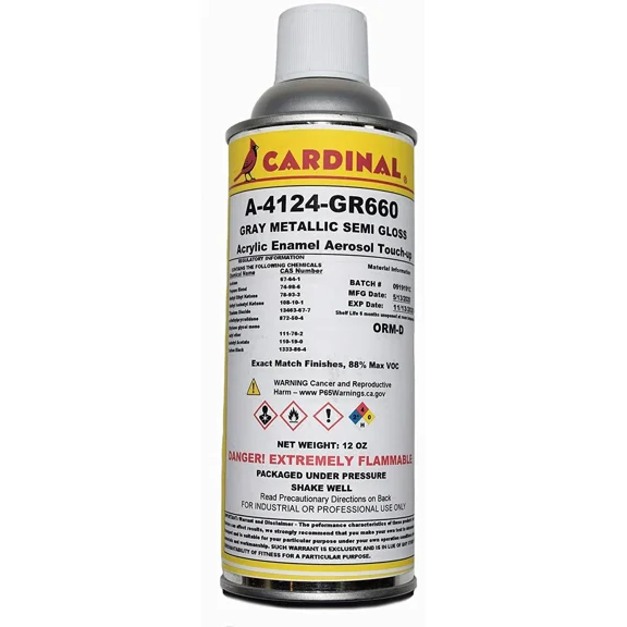 Cardinal Paint A-4124-GR660 Gray Metallic Semi Gloss Powder Coat Touch-up Spray Paint | Car Parts and Repair Refinishing Clear Coat for Permanent Sealing of Coated Surfaces