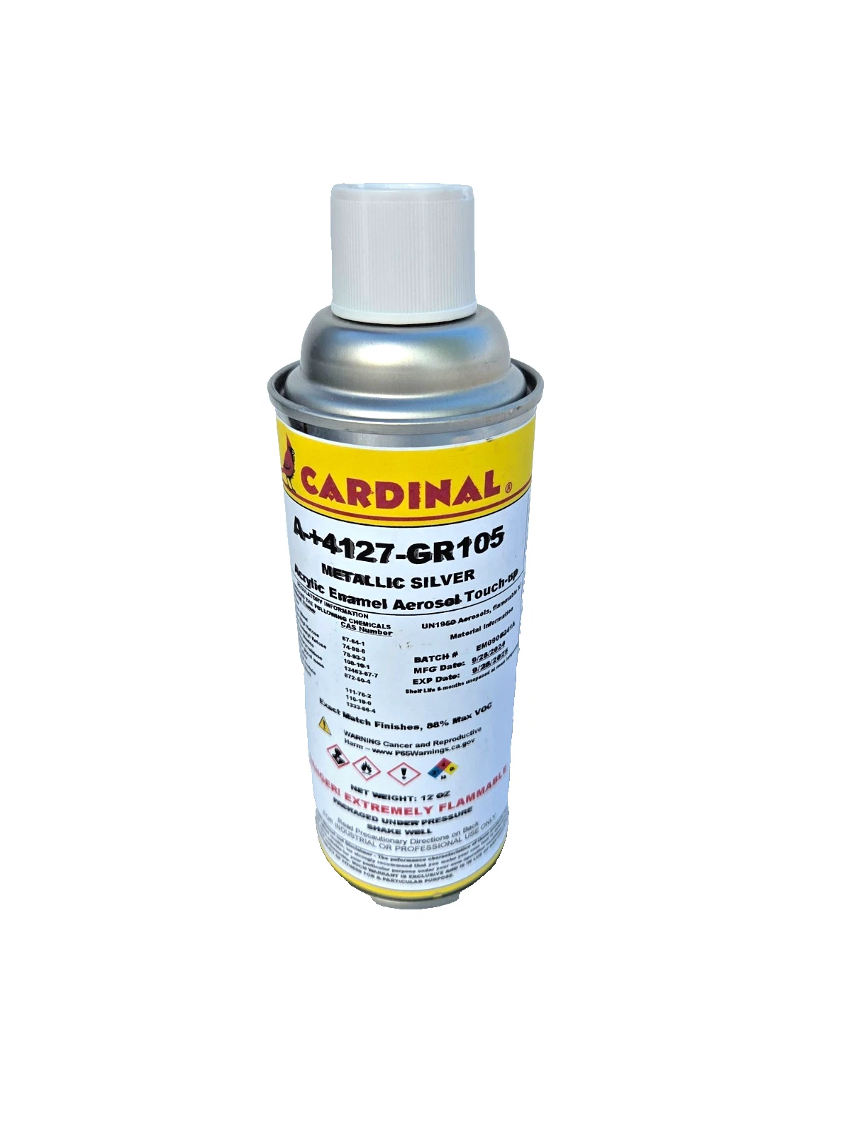 Cardinal Paint A-4127-GR105 Metallic Silver Powder Coat TouchUp Spray Paint