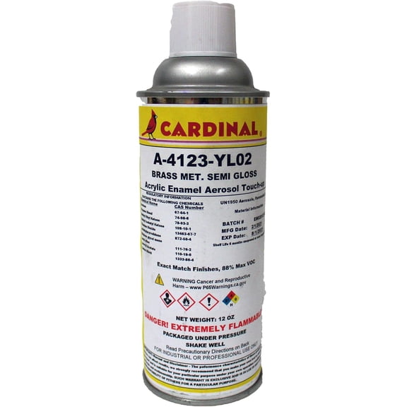 Cardinal Paint A-4132-YL02 Brass Met. Semi Gloss Powder Coat Touch-up Spray Paint | Car Parts and Repair Refinishing Clear Coat for Permanent Sealing of Coated Surfaces