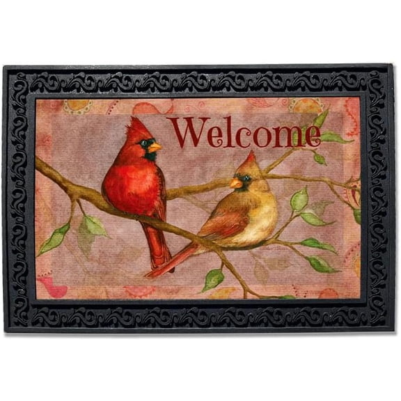 , Cardinal Pair Doormat 18" x 30", Fall Welcome Mat Outdoor Dcor, Autumn$$Garden &