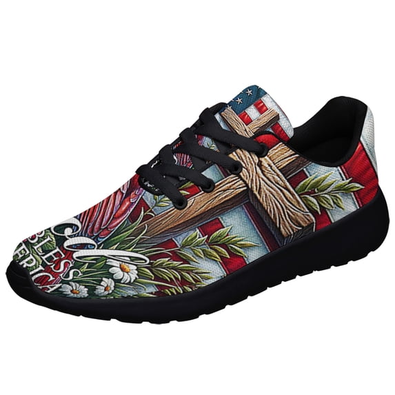 Cardinal Patriotic God Bless America Shoes Sneakers Black Size 3.5