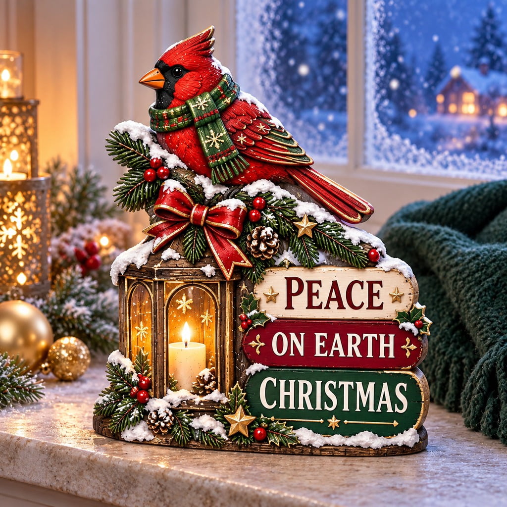 Cardinal Peaceful Christmas Wooden Block 3 Layer Gift - Walmart.com