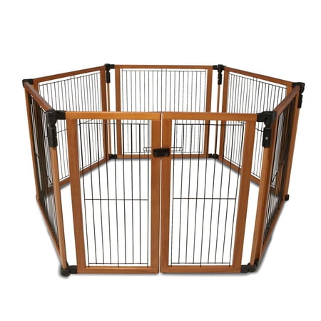 Cardinal Gates Pet Gate - Dog Playpen Indoor - Pet/Puppy Exercise Pen Great for Containment - 5 Fixed Panels and One 2-Part Panel with a Latch - Highly Configurable - USA Based