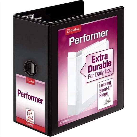 Cardinal® Performer ClearVue 5" Slant-D Binder, 5" Binder Capacity, Letter, 8 1/2" x 11" Sheet Size, 1050 Sheet Capacity, 4 3/8" Spine Width (17951) | 5-Pack (5 Total)