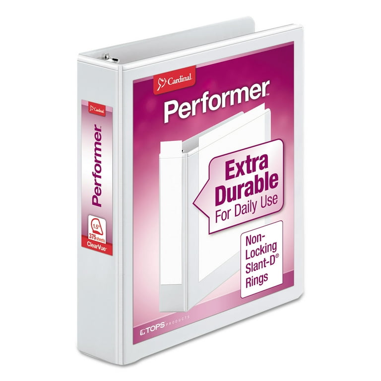 Performer ClearVue Slant-D Ring Binder, 3 Rings, 4 Performer ClearVue Slant-D Ring Binder, 3 Rings, 4