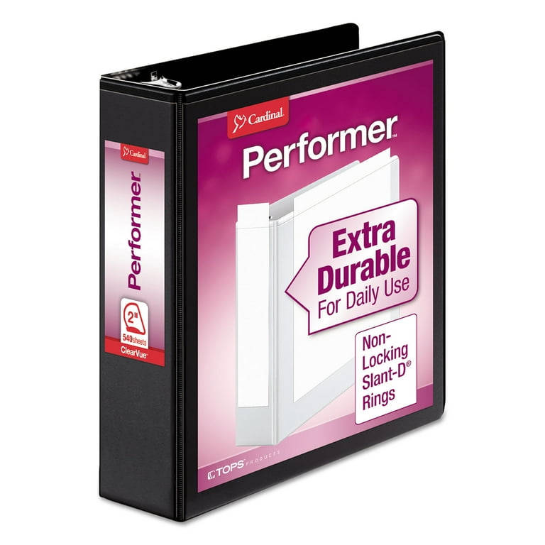 Performer ClearVue Slant-D Ring Binder, 3 Rings, 3 Performer ClearVue Slant-D Ring Binder, 3 Rings, 3
