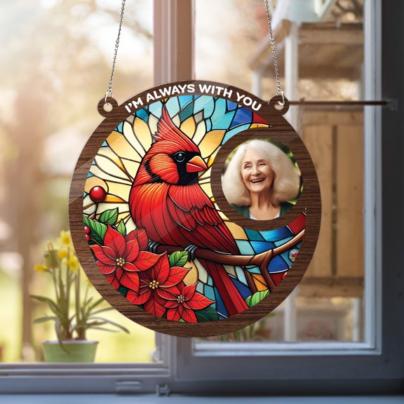 Cardinal Personalized Photo Acrylic Suncatcher Memorial Window Hanging