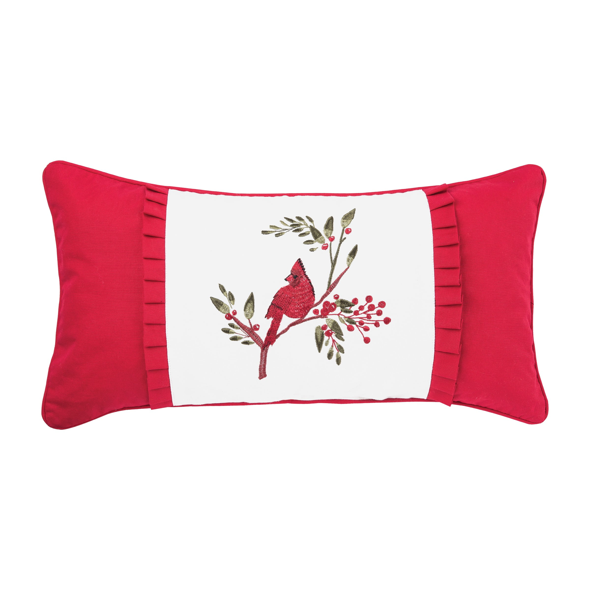 Cardinal Pillow Christmas Xmas Winter Bird Embroidered Throw Pillow