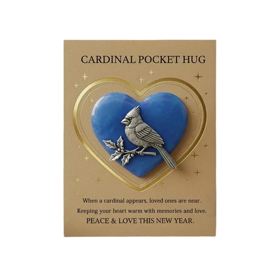 Cardinal Pocket Hug Memorial Card New Year Symbol Of Hope And Love With Peace & Love Design For Collection