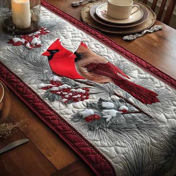 Cardinal Quilted Table Runner