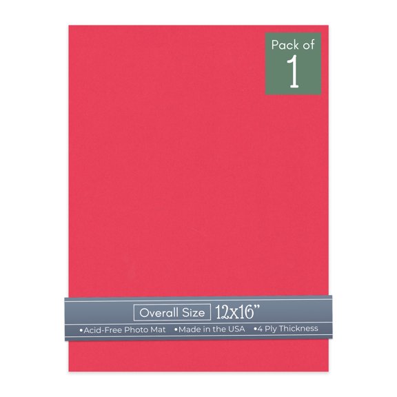 Cardinal Red 12x16 Uncut Art Mat Board - No Opening - 1 Mat