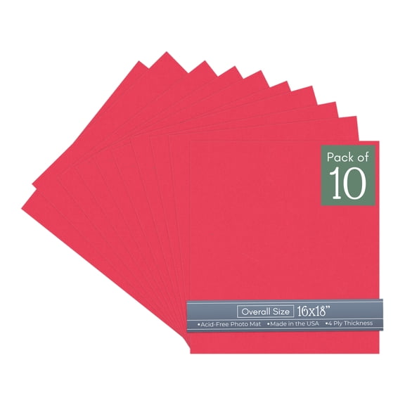 Cardinal Red 16x18 Uncut Art Mat Board - No Opening - 10 Mats