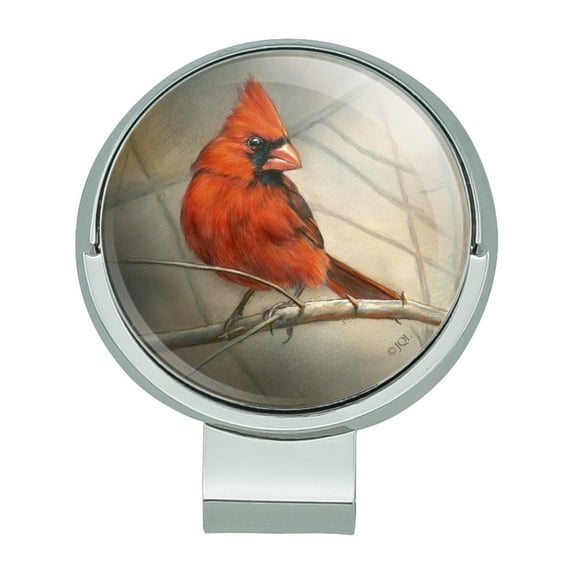 Cardinal Red Bird on Tree Branch Golf Hat Clip With Magnetic Ball Marker