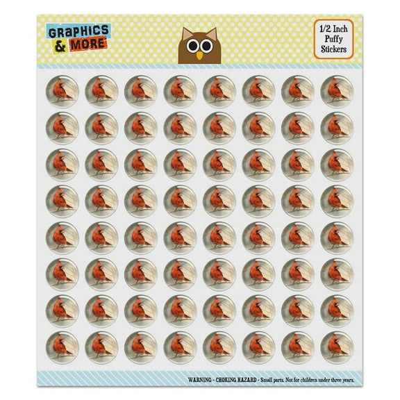 Cardinal Red Bird on Tree Branch Puffy Bubble Dome Scrapbooking Crafting Sticker Set