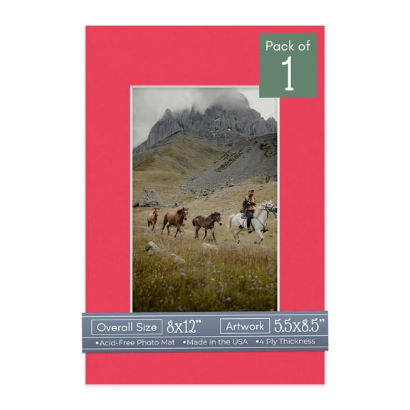 Cardinal Red Picture Frame Mat for 8x12 Frames - Fits 5.5x8.5 Photos - 1 Mat