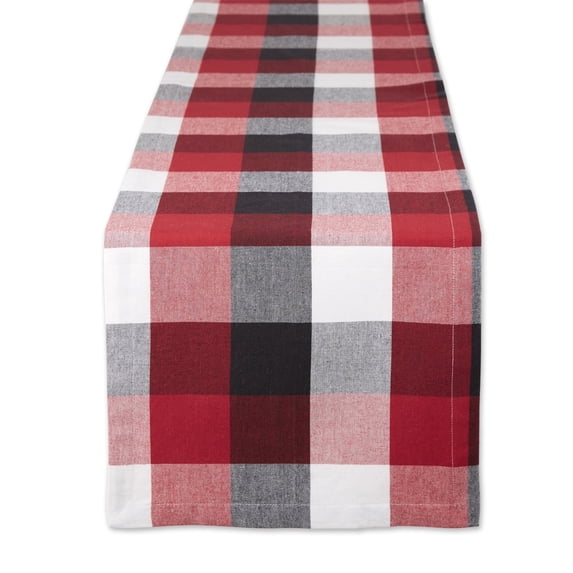 DII Tri-Color Checkered Cotton Table Runner, Cardinal Red, 14"W x 108"L