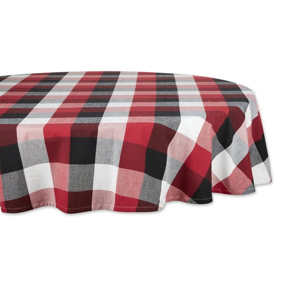 Cardinal Red Tri Color Check Tablecloth 70 Round