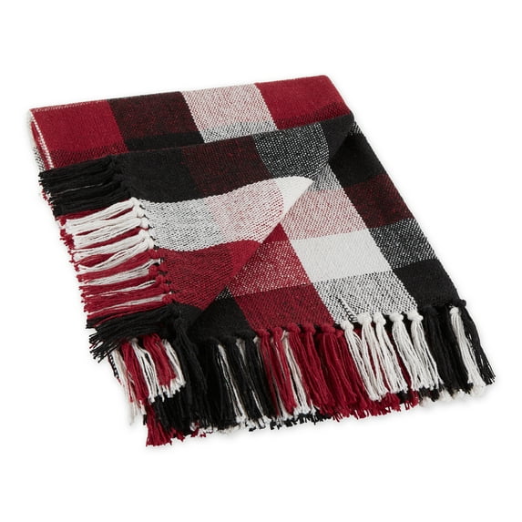 Cardinal Red Tri Color Check Throw