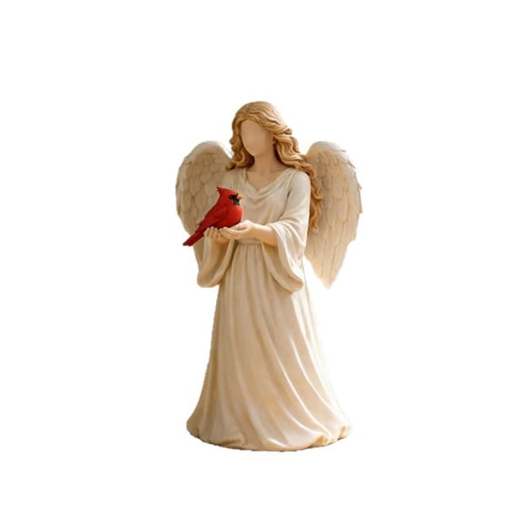 Cardinal Remembrance Figurine, Angel Girl with Cardinal Bird Statue, High-Precision Sculpted Memorial Gift, Symbol of Love, Hope & Protection, Serenity Sympathy Gift for Loss of Loved One