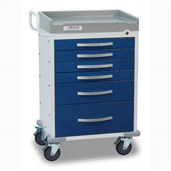 Cardinal Scale RC333369BLU Rescue Cart- White Frame With 6 Blue Drawers