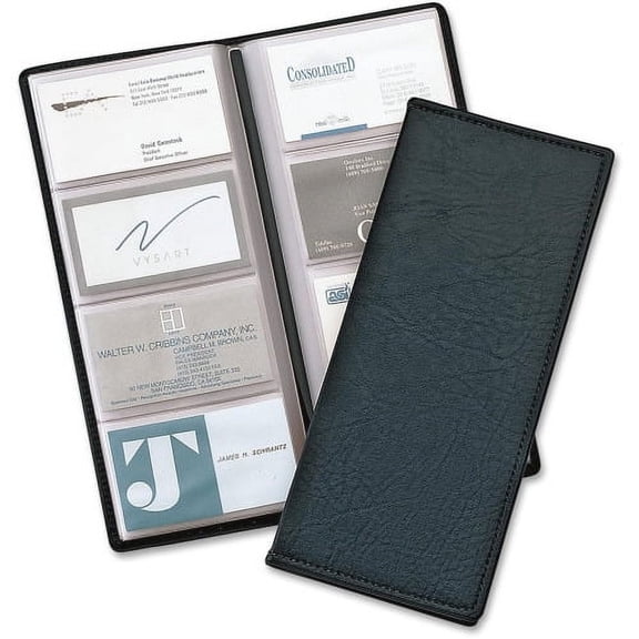 Cardinal Sewn 96 Card File 96 Capacity - 4.25" Width x 10.38" Length - Black Vinyl Cover