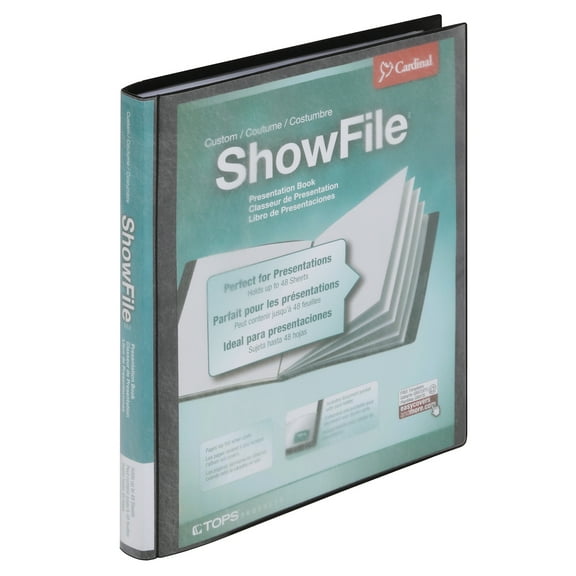 Cardinal ShowFile Presentation Book, 24 Pockets, Black, 9-3/4 x 11-1/2 in., 1 Each