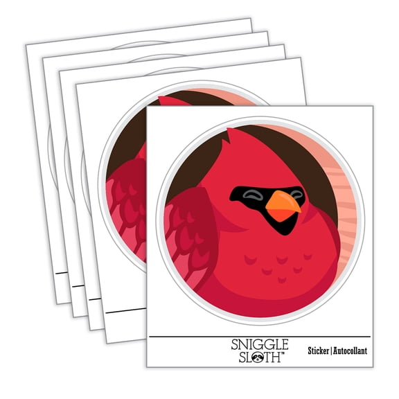 Cardinal Sleeping In Birdhouse Hole Car Window Bumper Water Bottle Phone Tablet Laptop Waterproof Vinyl Decal Sticker Set 5-Pack - Gloss Finish - 5.0"