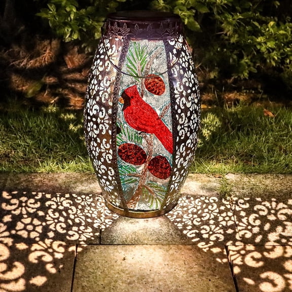 Kelvinlux Metal Solar Outdoor Hanging Lanterns, Waterproof, Decorative, Cardinal, Projection Lighting