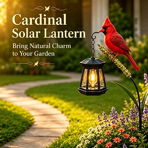Cardinal Solar Light, Bird Solar Light, A Beautiful Garden Light that Feels Full of Life, Outdoor Stake Yard Decor, Red Bird Lantern, Gift for Mom, Warm Glow Lantern for Patio Lawn Porch