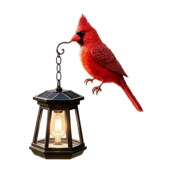 Cardinal Solar Light Cardinal Garden Decor Cardinal Gifts, Red Cardinal Figurine Hanging Lantern Solar Stake Light, Waterproof LED Red Bird Statue Lamp for Yard Patio Outdoor Landscape Ornament