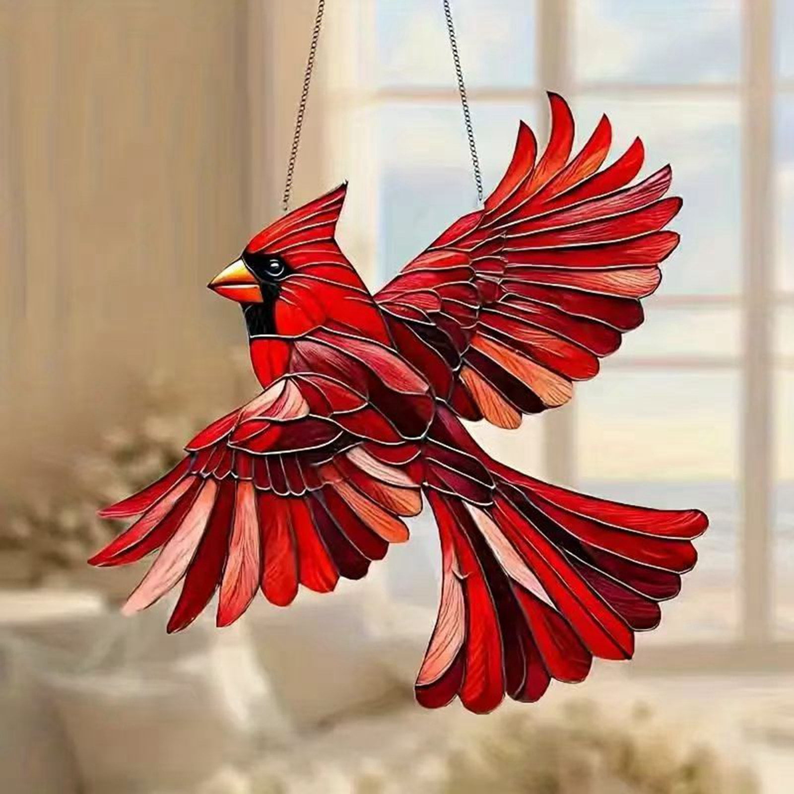 Cardinal Stained Acrylic Suncatcher Red Bird Sun Catcher Cardinal ...