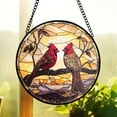 thumbnail image 1 of Cardinal Stained Glass Suncatcher, Golden Sunset Window Decor, Rustic Autumn Style, Bird Lover Art, Nature Gift Idea, Gift For Grandma, 1 of 5