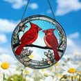 thumbnail image 1 of Cardinal Stained Glass Suncatcher, Male And Female Red Bird Window Hanging, Lovebirds Gift, Gifts for Mom, Couple Bird Decor, 1 of 5