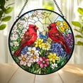thumbnail image 1 of Cardinal Stained Glass Suncatcher, Red Birds Window Hanging Ornament, Colorful Floral Gift for Bird Lovers & Home Decor, 1 of 7