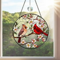 Cardinal Stained Glass Suncatcher, Window Hanging, Bird Lover Memorial Suncatcher, Glass Art Home Decor, Gift for Mom & Women