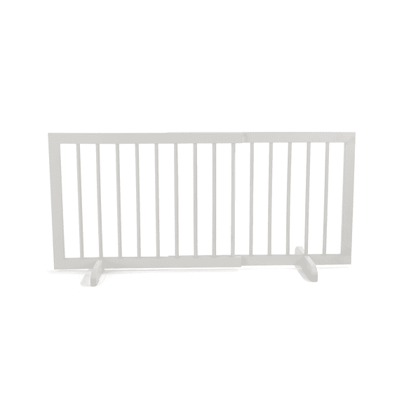 Cardinal Gates SG Wood Step Over Pet Gate - Adjustable Short Dog Gate - 20 Inches Tall - 28 Inches to 51 Inches Wide - White