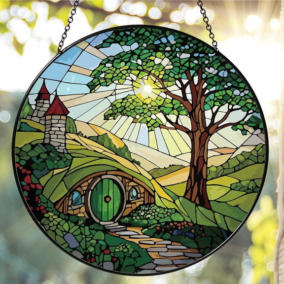 Cardinal Sun Catcher Stained Glass Window Hanging Cardinal Decor Lovers Gifts for Women Handmade Sun Catcher Decoration for Garden Home Housewarming Gifts, 6.3x6.3in