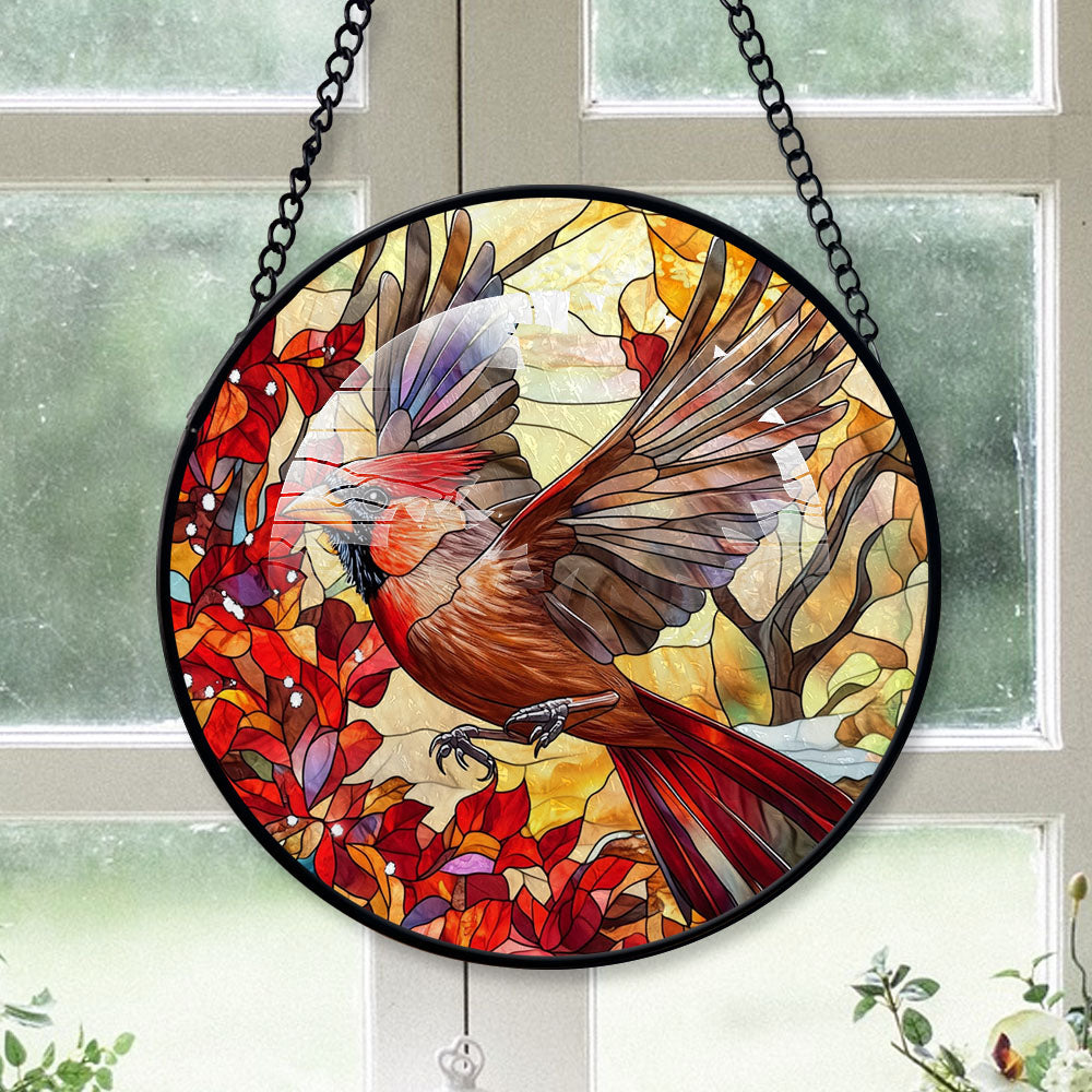 Cardinal Suncatchers, Brown Cardinal Stained Glass Window Hangings ...